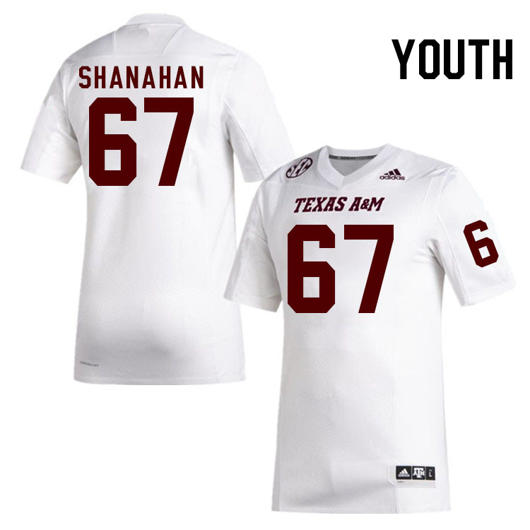 Youth #67 TJ Shanahan Texas A&M Aggies College Football Jerseys Stitched Sale-White